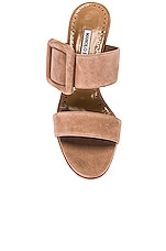Manolo Blahnik Suede Gable 70 Sandal in Dark Nude, view 4, click to view large image.