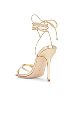 Manolo Blahnik Leather Leva 105 Sandal in Gold, view 3, click to view large image.