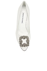 Manolo Blahnik Leather Hangisi 105 Heel in White, view 4, click to view large image.