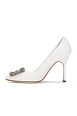 Manolo Blahnik Leather Hangisi 105 Heel in White, view 5, click to view large image.