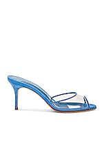 Manolo Blahnik Jadifa 70 Mule in Bright Blue, view 1, click to view large image.