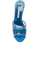 Manolo Blahnik Jadifa 70 Mule in Bright Blue, view 4, click to view large image.