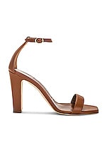 Manolo Blahnik Ressata 105 Leather Sandal in Medium Brown, view 1, click to view large image.