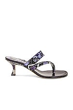 Manolo Blahnik Susa 50 Water Snake Mule in Purple, view 1, click to view large image.