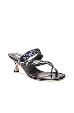 Manolo Blahnik Susa 50 Water Snake Mule in Purple, view 2, click to view large image.