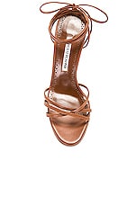 Manolo Blahnik Leva 105 Leather Sandal in Medium Brown, view 4, click to view large image.