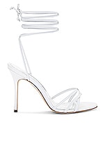 Manolo Blahnik Leva 105 Leather Sandal in White, view 1, click to view large image.
