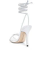 Manolo Blahnik Leva 105 Leather Sandal in White, view 3, click to view large image.