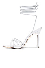 Manolo Blahnik Leva 105 Leather Sandal in White, view 5, click to view large image.