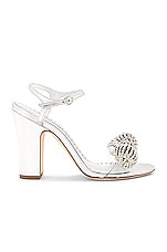 Manolo Blahnik Elhob 105 Leather Sandal in Silver, view 1, click to view large image.