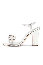 Manolo Blahnik Elhob 105 Leather Sandal in Silver, view 5, click to view large image.