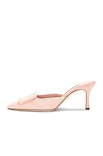 Manolo Blahnik Suede Maysale 70 Mule in Medium Nude, view 5, click to view large image.
