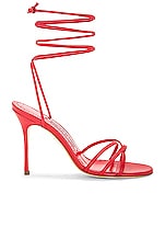 Manolo Blahnik Leva 105 Sandal in Bright Red, view 1, click to view large image.