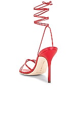 Manolo Blahnik Leva 105 Sandal in Bright Red, view 3, click to view large image.