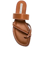 Manolo Blahnik Susacru 10 Leather Sandal in Medium Brown, view 4, click to view large image.