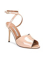 Manolo Blahnik Hourani 105 Patent Pump in Nude, view 2, click to view large image.