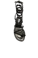 Manolo Blahnik Primathi 10 Suede Sandal in Black, view 4, click to view large image.