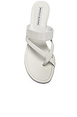 Manolo Blahnik Susa 50 Leather Sandal in Medium Cream, view 4, click to view large image.