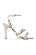 Manolo Blahnik Vedada Satin Sandal in Light Grey, view 1, click to view large image.
