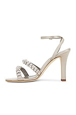 Manolo Blahnik Vedada Satin Sandal in Light Grey, view 5, click to view large image.