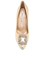 Manolo Blahnik Hangisi 105 Nappa Pump in Gold, view 4, click to view large image.