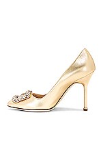 Manolo Blahnik Hangisi 105 Nappa Pump in Gold, view 5, click to view large image.
