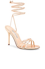 Manolo Blahnik Leva 105 Nappa Sandal in Copper, view 2, click to view large image.