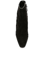 Manolo Blahnik Tolarc Suede Boot in Black, view 4, click to view large image.