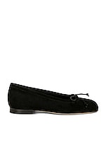Manolo Blahnik Veralli Suede Ballet Flat in Black, view 1, click to view large image.