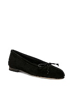 Manolo Blahnik Veralli Suede Ballet Flat in Black, view 2, click to view large image.