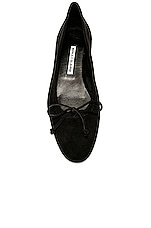 Manolo Blahnik Veralli Suede Ballet Flat in Black, view 4, click to view large image.