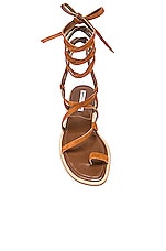 Manolo Blahnik Primathi Suede Sandal in Medium Brown, view 4, click to view large image.