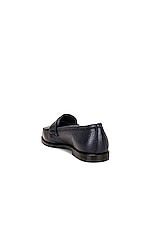 Manolo Blahnik Perrita Leather Loafer in Dark Blue, view 3, click to view large image.