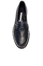 Manolo Blahnik Perrita Leather Loafer in Dark Blue, view 4, click to view large image.