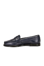 Manolo Blahnik Perrita Leather Loafer in Dark Blue, view 5, click to view large image.