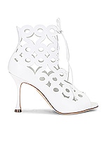 Manolo Blahnik Taralo Leather Boot in White, view 1, click to view large image.
