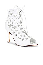 Manolo Blahnik Taralo Leather Boot in White, view 2, click to view large image.