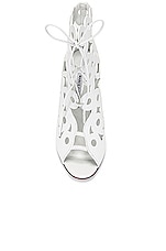 Manolo Blahnik Taralo Leather Boot in White, view 4, click to view large image.