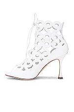 Manolo Blahnik Taralo Leather Boot in White, view 5, click to view large image.