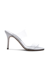 Manolo Blahnik PVC Scolto Sandals in Blanc de Blanc, view 1, click to view large image.