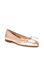 Manolo Blahnik Veralli Metallic Flat in Copper, view 2, click to view large image.