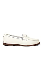 Manolo Blahnik Perrita Leather Loafer in White, view 1, click to view large image.