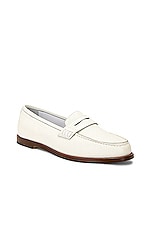 Manolo Blahnik Perrita Leather Loafer in White, view 2, click to view large image.