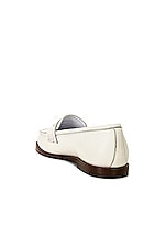 Manolo Blahnik Perrita Leather Loafer in White, view 3, click to view large image.