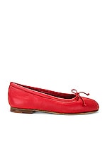 Manolo Blahnik Verallii Nappa Flat in Bright Red, view 1, click to view large image.