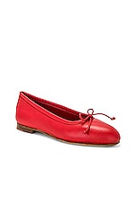 Manolo Blahnik Verallii Nappa Flat in Bright Red, view 2, click to view large image.