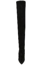 Manolo Blahnik Pascalarehi 105 Suede Boot in Black, view 4, click to view large image.