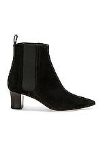 Manolo Blahnik Tiraba 50 Suede Boot in Black, view 1, click to view large image.