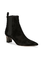 Manolo Blahnik Tiraba 50 Suede Boot in Black, view 2, click to view large image.