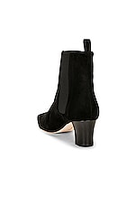 Manolo Blahnik Tiraba 50 Suede Boot in Black, view 3, click to view large image.